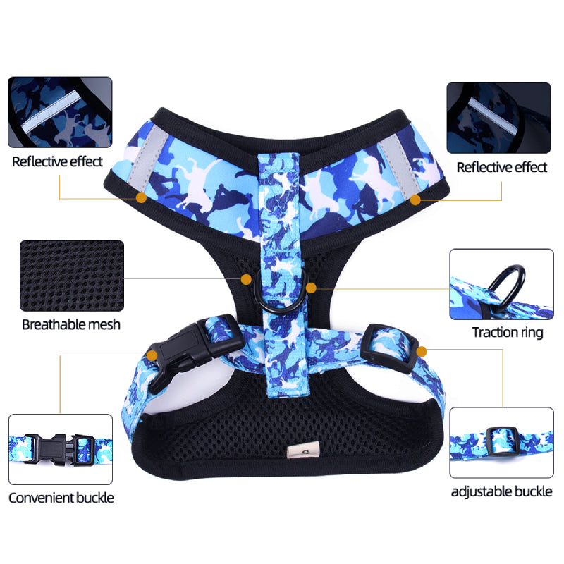 4 Combo Matching Dog Collar Harness Leash Set With Pouch