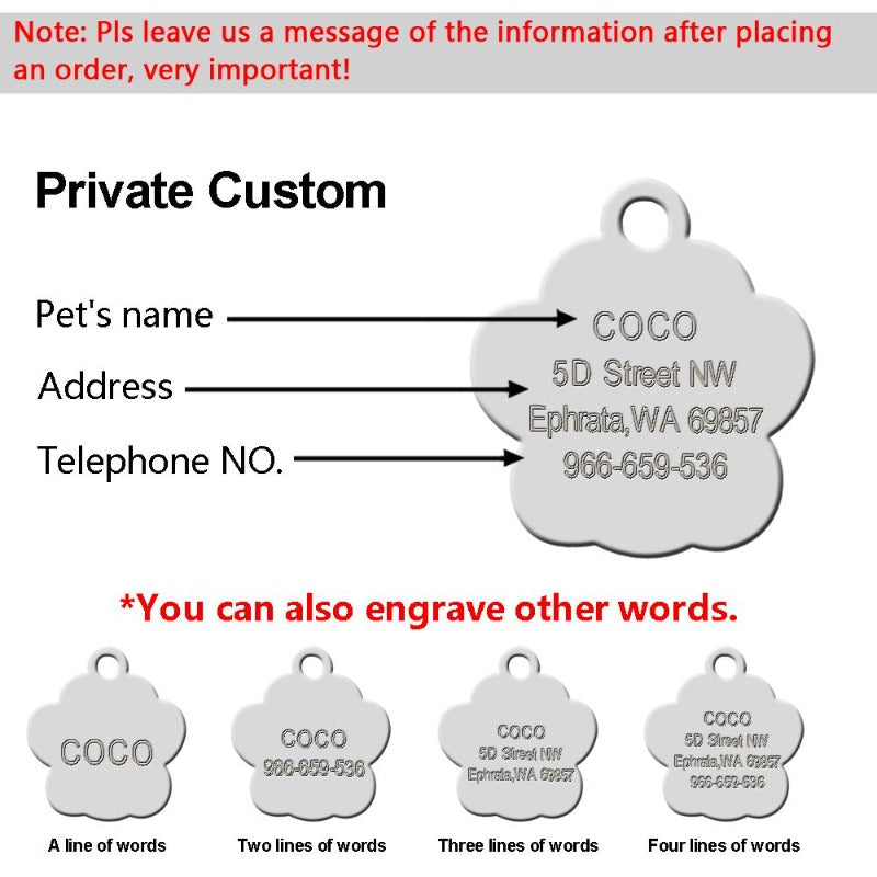 Paw Shape Dog ID Tag