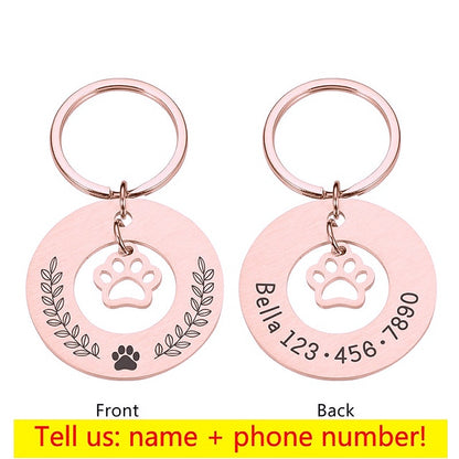 Customizable dog collar with name and number 