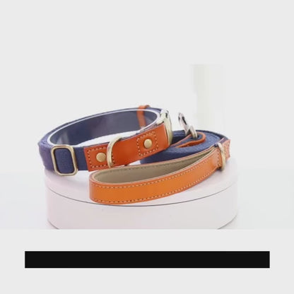 Introducing our Personalized Nylon Dog Collar Leash Set with Leather Nameplate Tag! This customizable set allows you to tailor the collar and leash to your preferences. Crafted from durable nylon and genuine leather materials, this set ensures long-lasting quality for your furry friend. Choose from a wide range of colors that suit your style. The adjustable design caters to all dog sizes - small, medium, or large. Moreover, take an extra step towards safety by adding a personalized nameplate with contact in