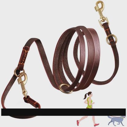 Introducing our Durable Leather Hands-Free Crossbody Double Dog Leash for All Dogs! Made with versatile and durable real leather, this leash is not only built to last but also provides ultimate convenience. The hands-free, adjustable crossbody design allows you to have control over your dogs while keeping your hands completely free. Whether you have multiple dogs or just one, this double dog leash is perfect for walking them simultaneously. Suitable for all sizes and breeds of dogs, the strong yet soft mate