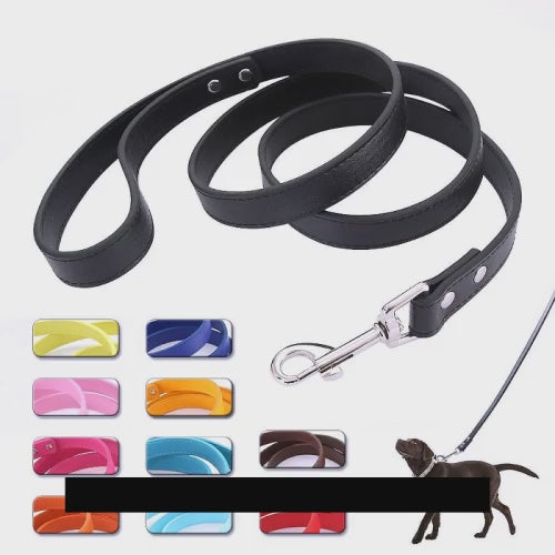 Enhance your pets style with our 16 colors dog leash! Made from premium quality leather, this versatile leash is perfect for daily walks and training sessions. Its solid color design adds a touch of elegance while ensuring durability. Suitable for small to large dogs, it offers comfort and control throughout your furry friends adventures.