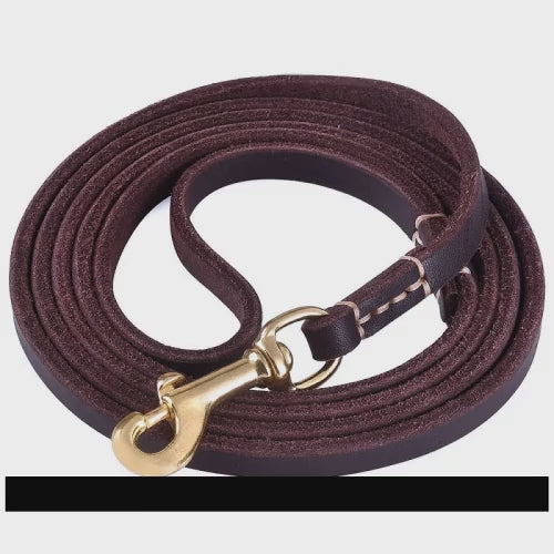 Introducing our Stylish and Durable Leather Dog Leash! Made with genuine leather, this leash is perfect for small to medium dogs. With lengths of 130cm or 180cm available, it provides comfortable traction for walks and training sessions. Choose from three stylish colors - brown, red, and green - that will make your pup stand out from the pack. Rest easy knowing you have secure control while ensuring your dogs comfort. This leash is an ideal accessory for everyday walks or obedience training sessions. Get yo
