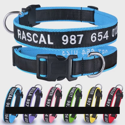 Introducing our Personalized Adjustable Nylon Dog Collars with Free Embroidered Name! Keep your furry friend safe and stylish with these adjustable collars. Our free custom embroidery allows you to add your pets name, ensuring they never get lost again. Designed to fit small, medium, and large dogs of various breeds, these collars provide a comfortable fit with the soft ruler measurement feature. With fast shipping and responsive customer service, we guarantee utmost satisfaction for both you and your belov