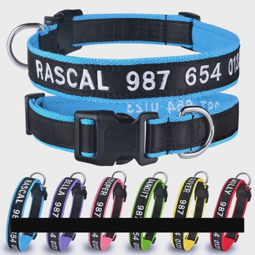 Introducing our Personalized Adjustable Nylon Dog Collars with Free Embroidered Name! Keep your furry friend safe and stylish with these adjustable collars. Our free custom embroidery allows you to add your pets name, ensuring they never get lost again. Designed to fit small, medium, and large dogs of various breeds, these collars provide a comfortable fit with the soft ruler measurement feature. With fast shipping and responsive customer service, we guarantee utmost satisfaction for both you and your belov