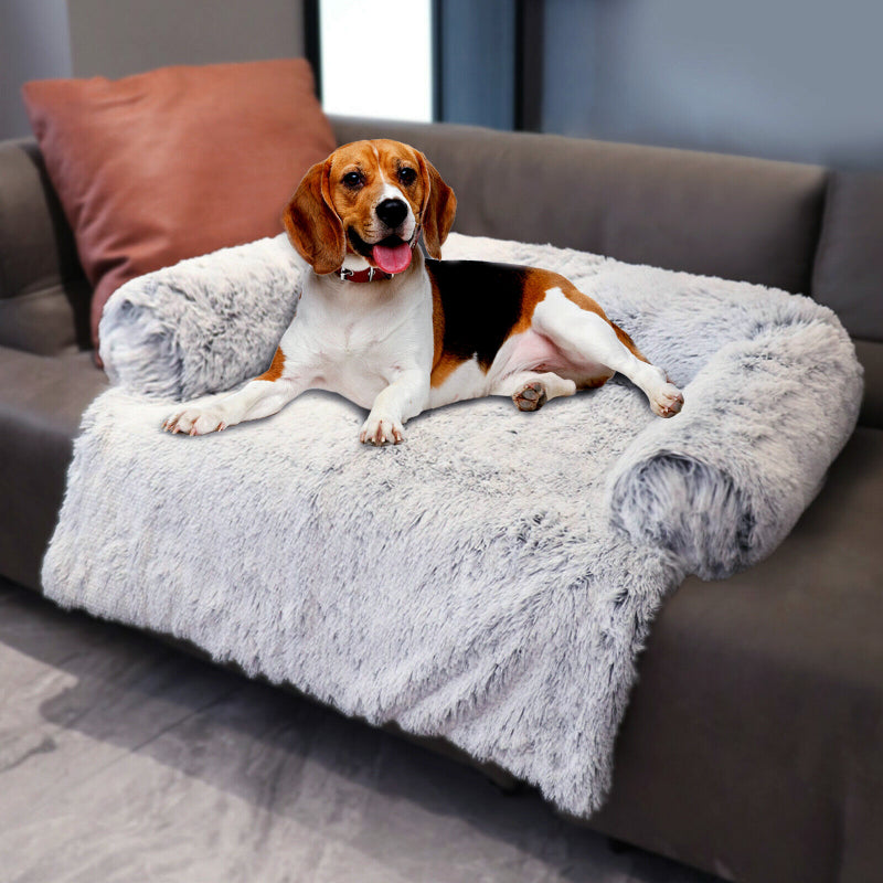 Calming Faux Fur Plush Dog Bed