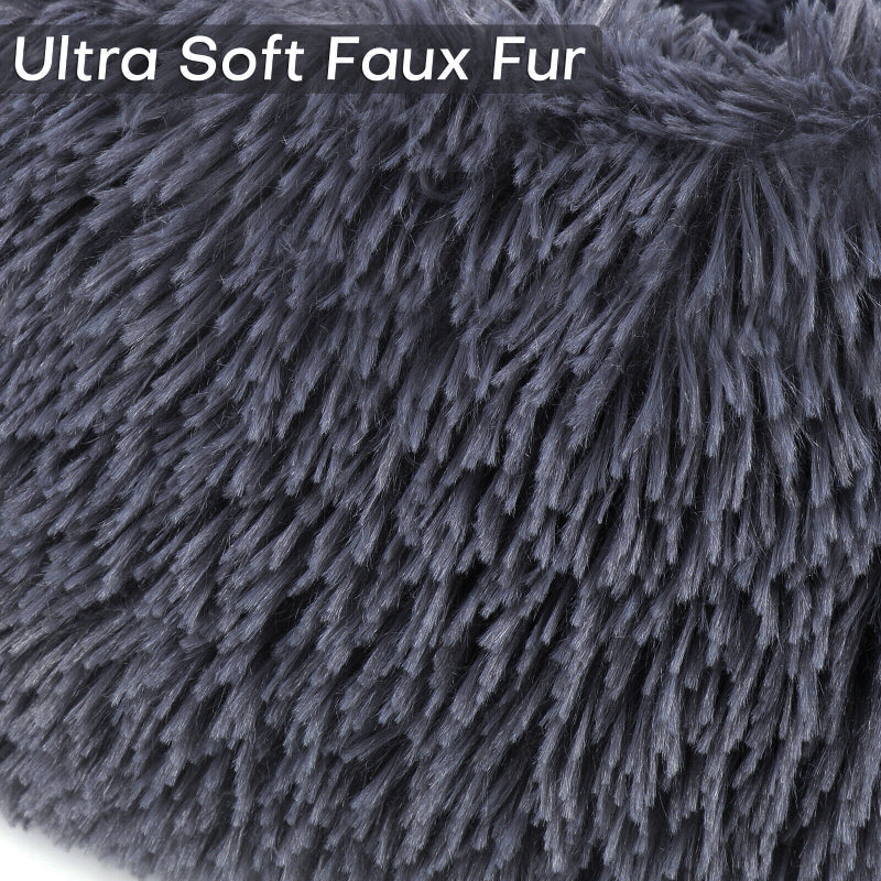 Calming Faux Fur Plush Dog Bed