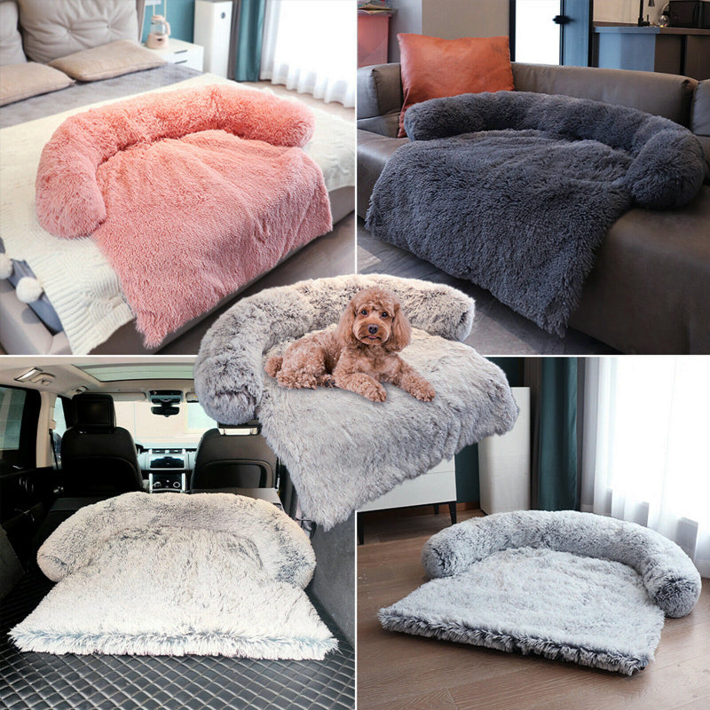 Calming Faux Fur Plush Dog Bed