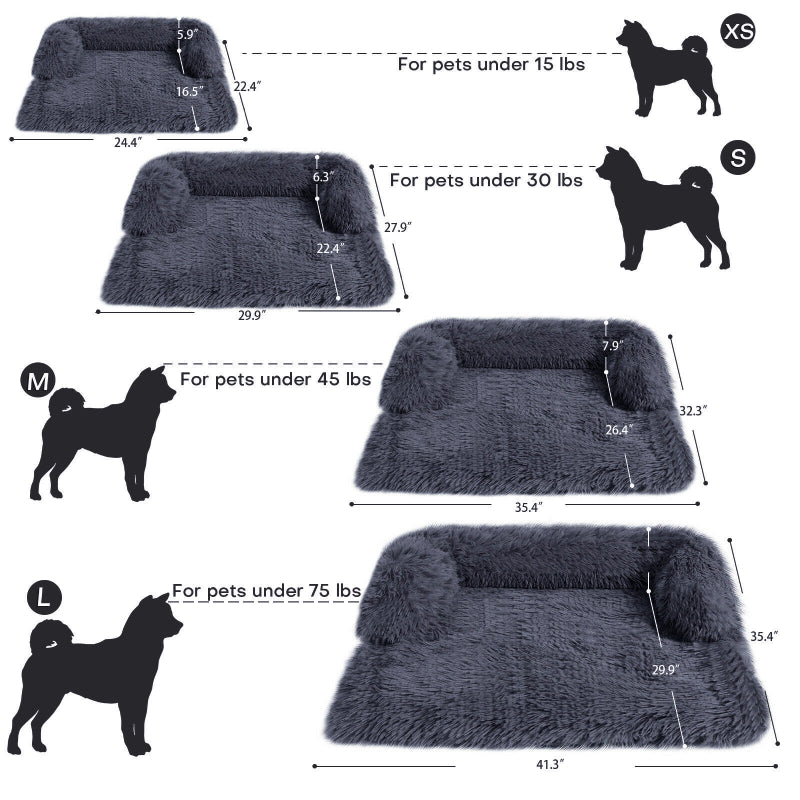 Calming Faux Fur Plush Dog Bed