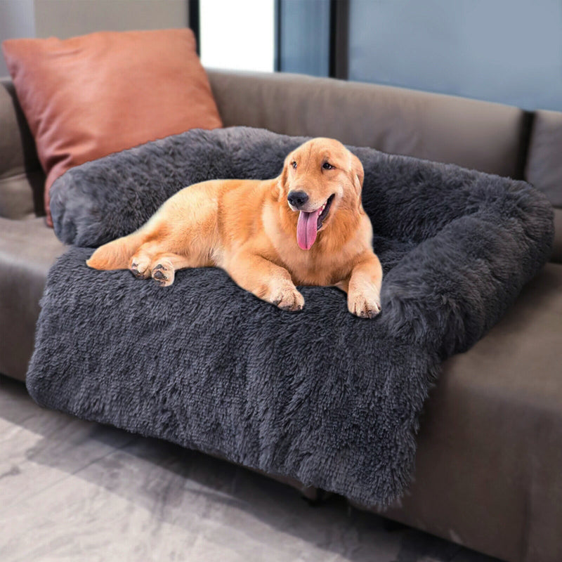 Calming Faux Fur Plush Dog Bed