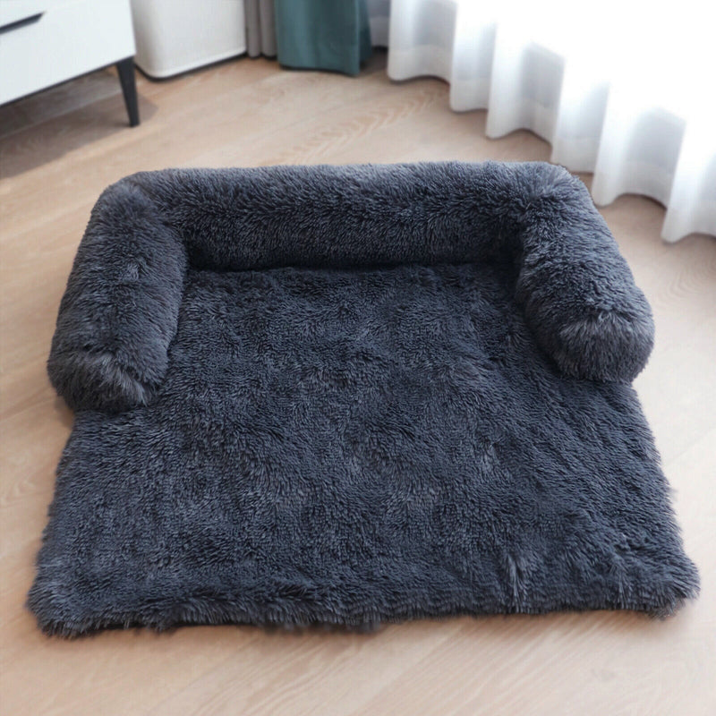 Calming Faux Fur Plush Dog Bed