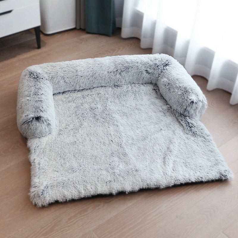 Calming Faux Fur Plush Dog Bed