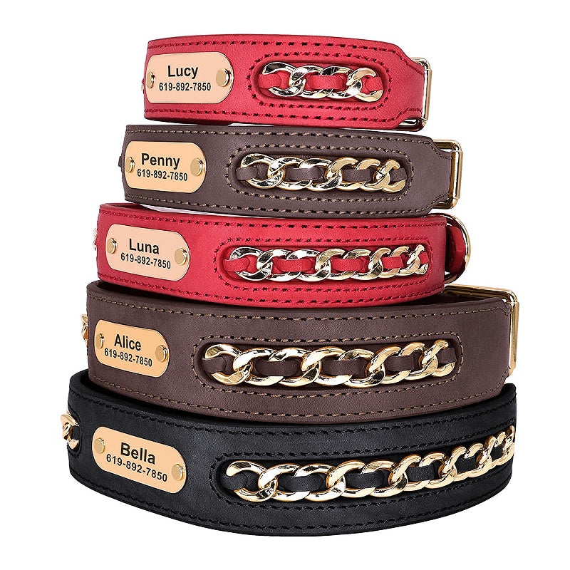 CustomLeatherDogCollar, DogAccessories, PersonalizedIDTag, NameplateCollars, SmallDogs, MediumDogs,