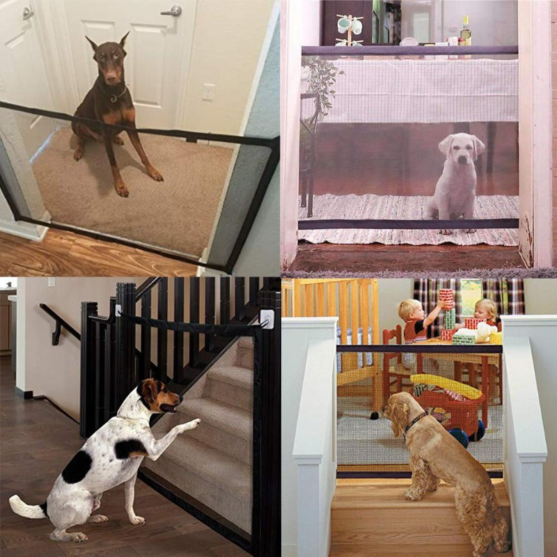 Puppy retractable mesh fence indoor dog gate with door