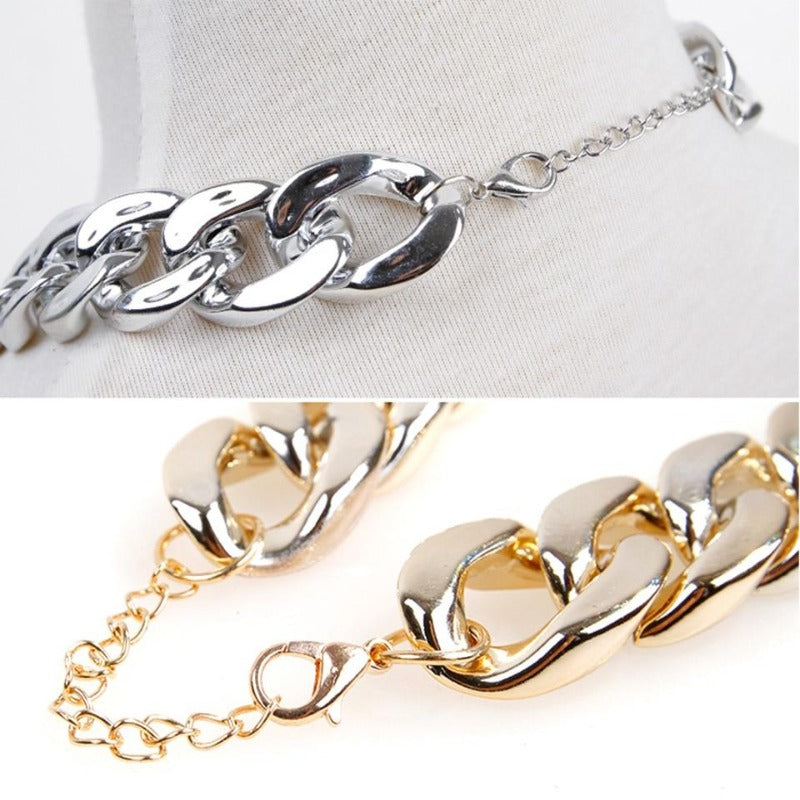 Gold silver thug life dog choke chain link necklace collar