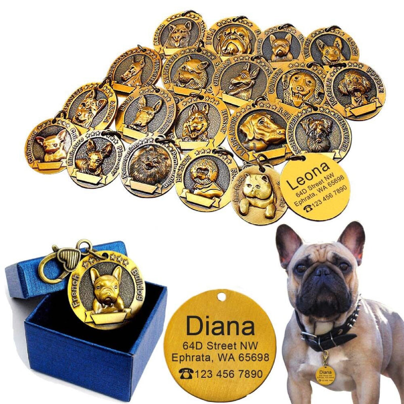 Personalized Gold 3D Dog Tags