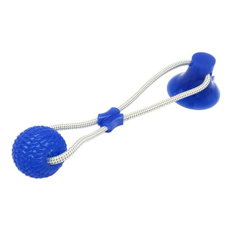 Pet suction cup dog tug of war toy that sticks to floor